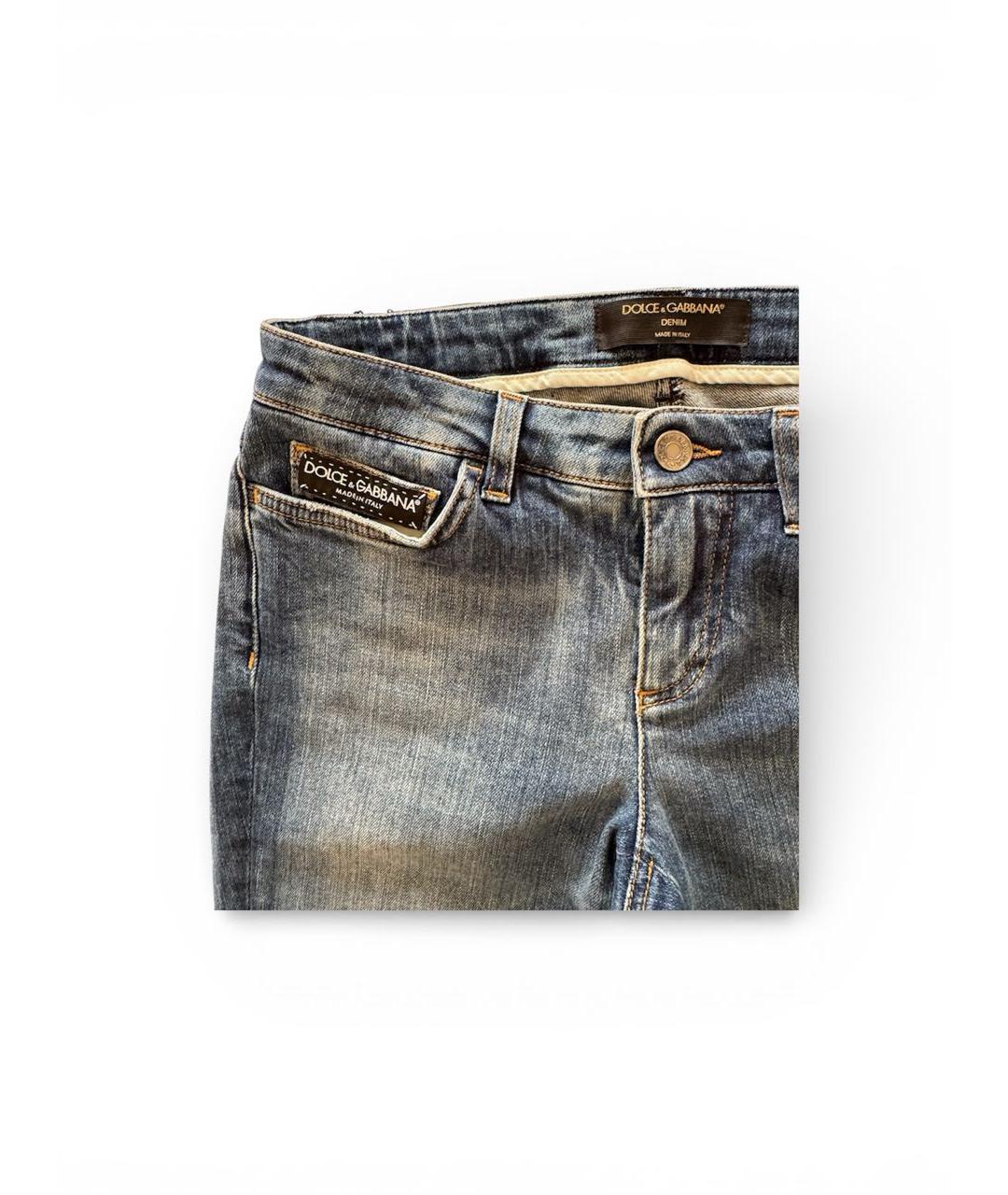 DOLCE&GABBANA Синие хлопко-эластановые джинсы слим, фото 5