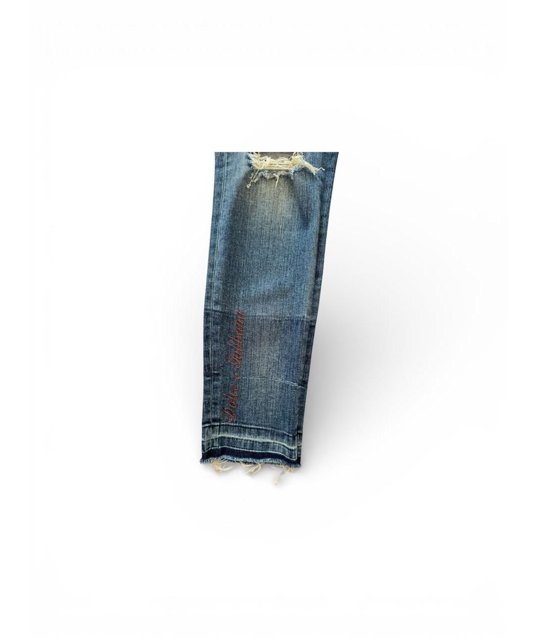 DOLCE&GABBANA Синие хлопко-эластановые джинсы слим, фото 4