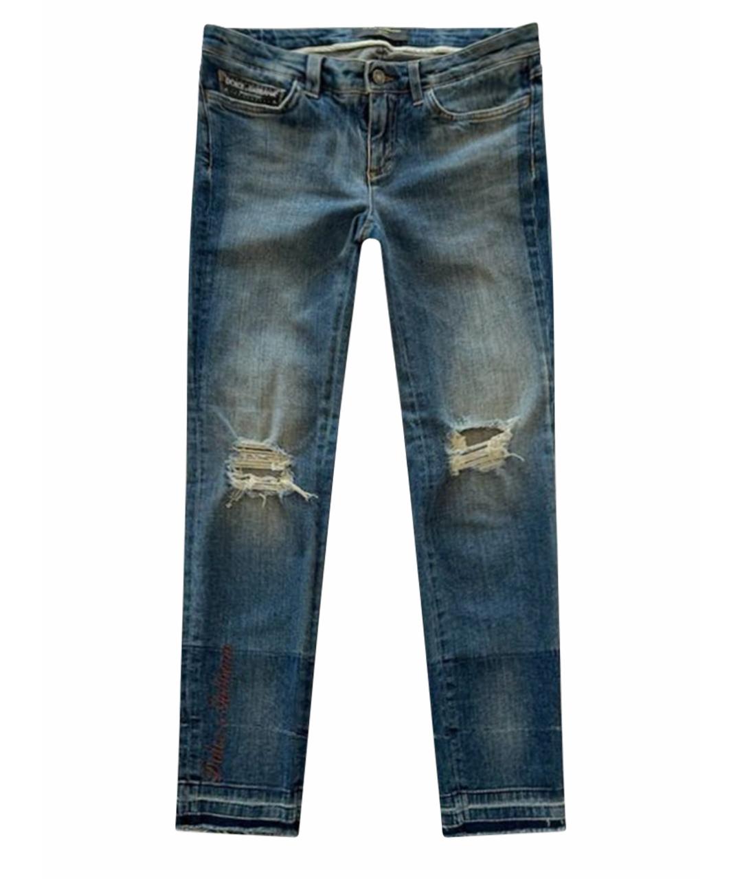 DOLCE&GABBANA Синие хлопко-эластановые джинсы слим, фото 1