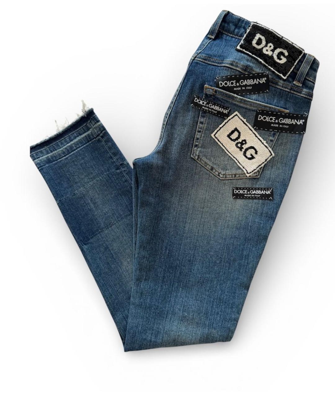 DOLCE&GABBANA Синие хлопко-эластановые джинсы слим, фото 4
