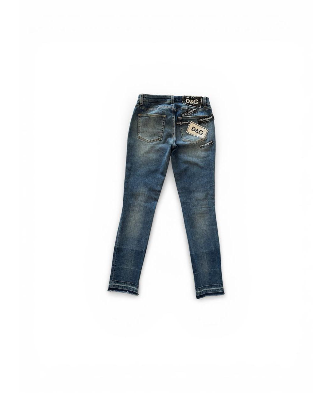 DOLCE&GABBANA Синие хлопко-эластановые джинсы слим, фото 2