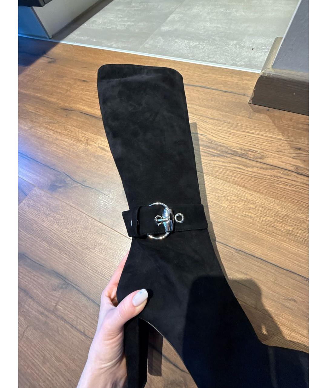 GUCCI Черные замшевые сапоги, фото 5