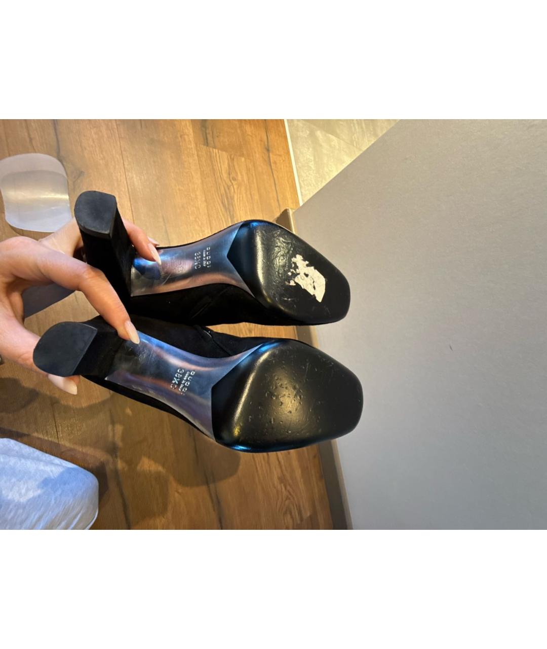 GUCCI Черные замшевые сапоги, фото 6