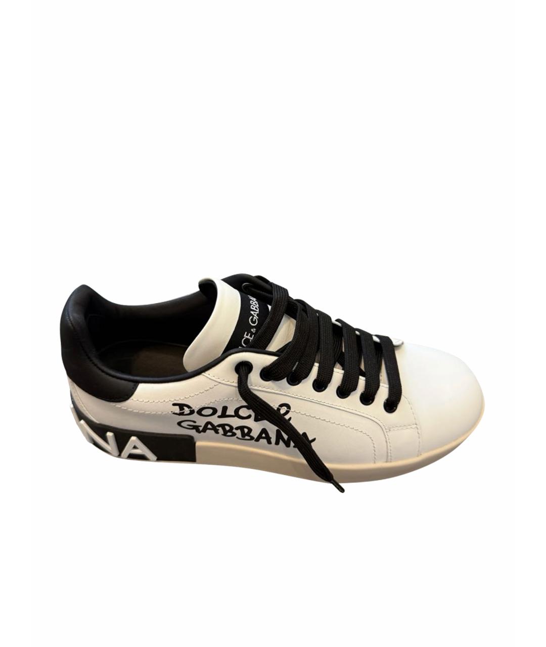 DOLCE&GABBANA Белые кожаные кеды, фото 1