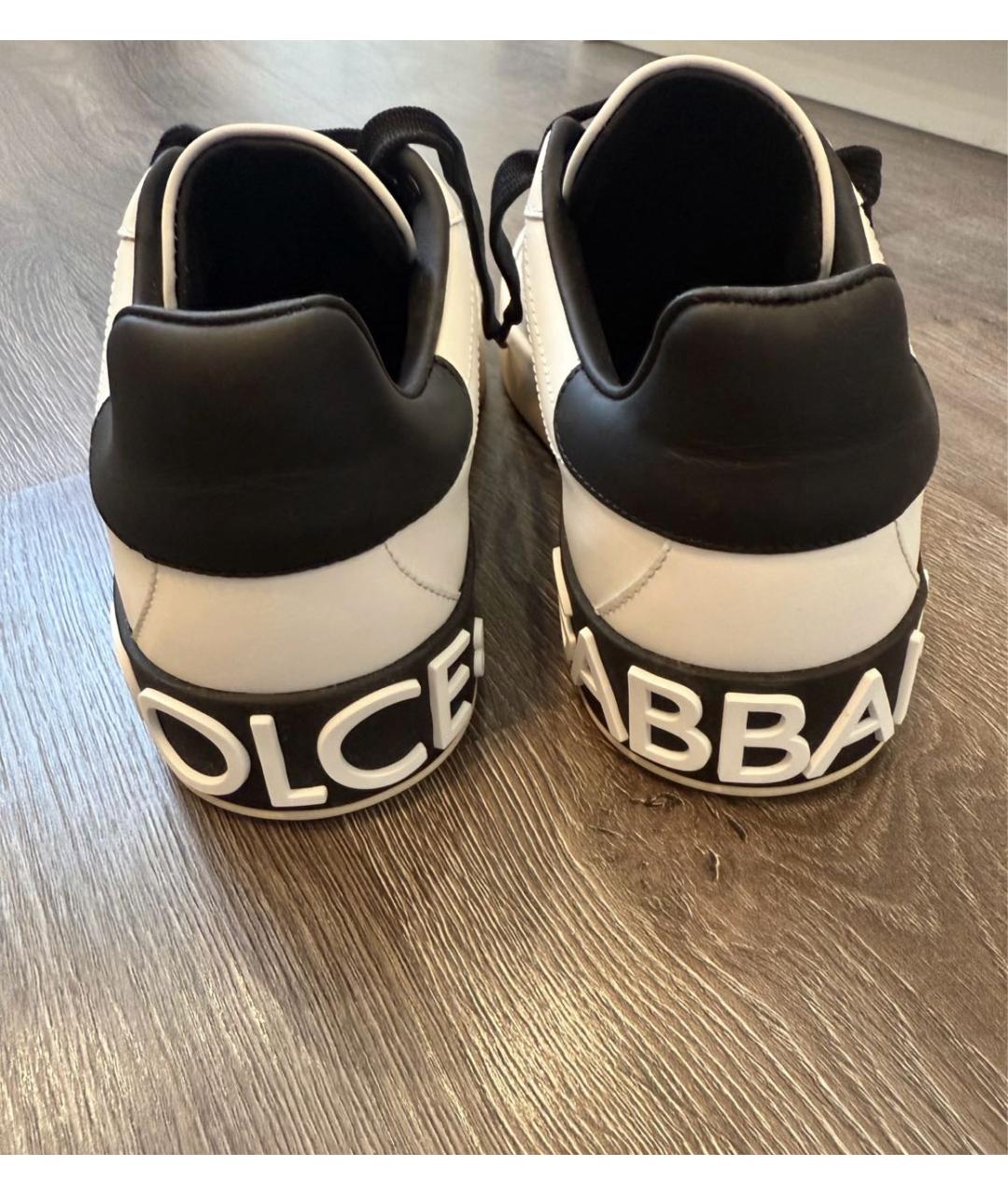 DOLCE&GABBANA Белые кожаные кеды, фото 4