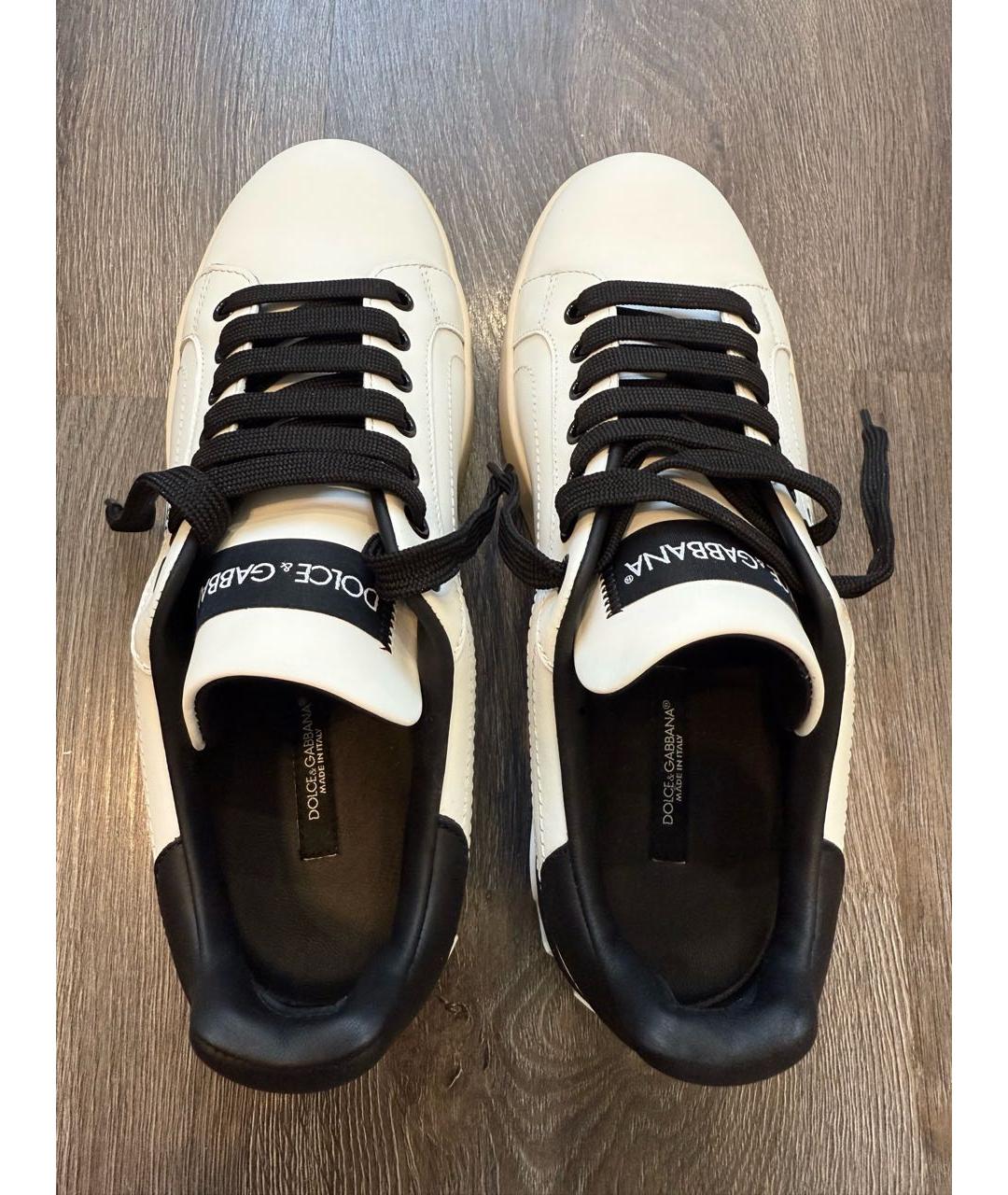 DOLCE&GABBANA Белые кожаные кеды, фото 3