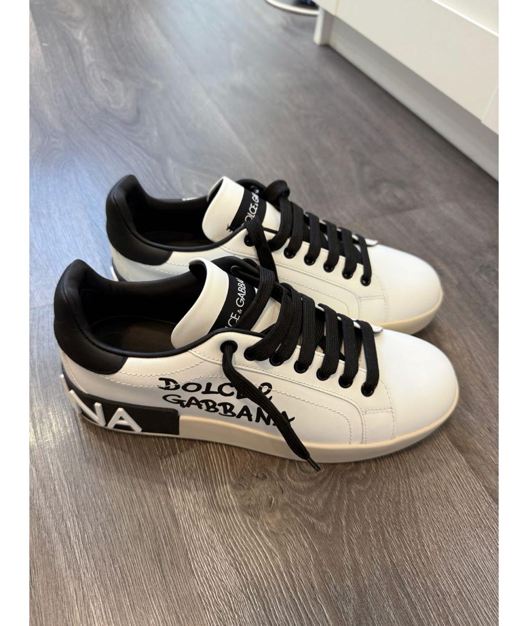 DOLCE&GABBANA Белые кожаные кеды, фото 9