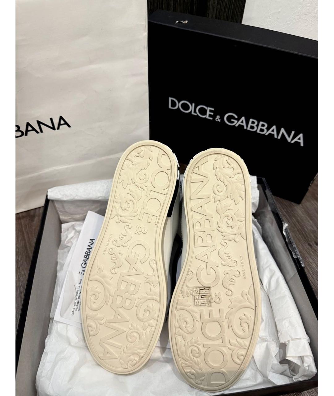 DOLCE&GABBANA Белые кожаные кеды, фото 5