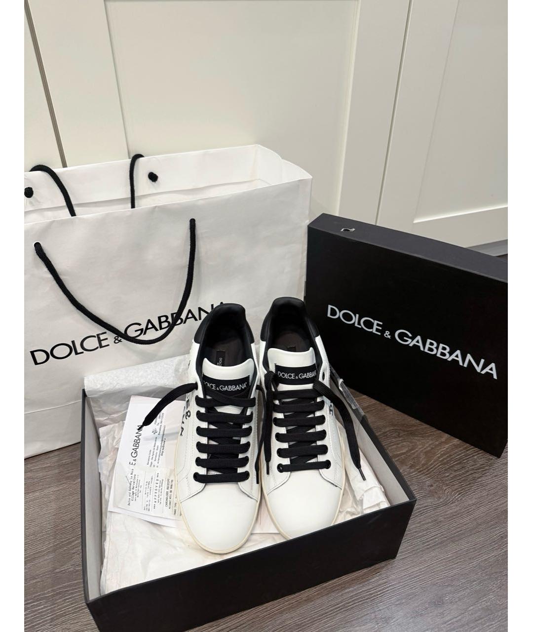 DOLCE&GABBANA Белые кожаные кеды, фото 8