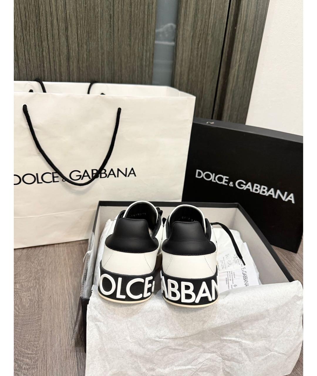 DOLCE&GABBANA Белые кожаные кеды, фото 6