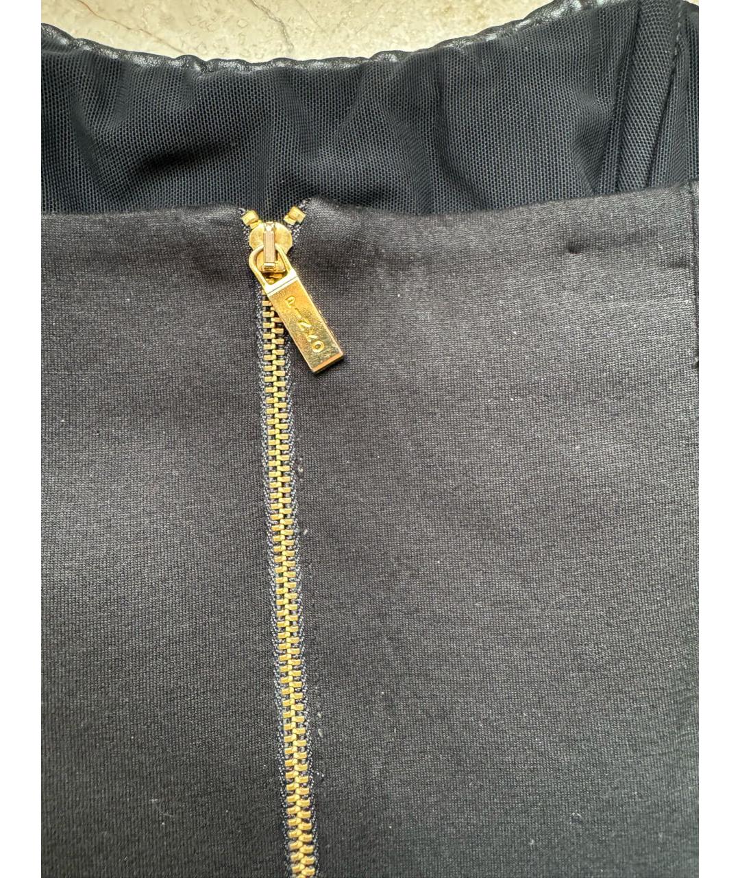 PINKO Черное кожаное коктейльное платье, фото 4