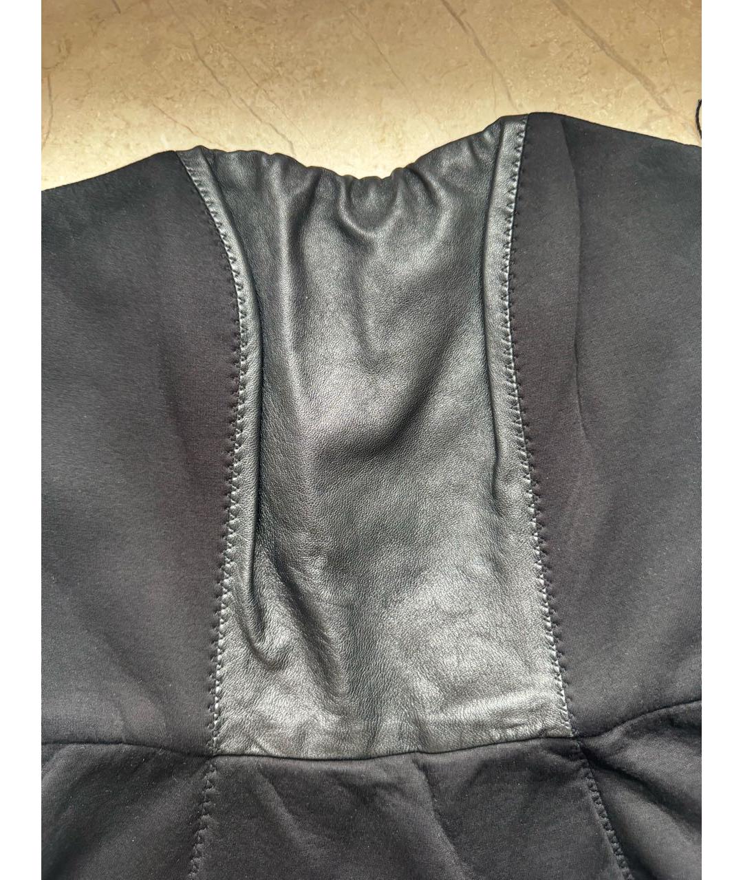 PINKO Черное кожаное коктейльное платье, фото 8