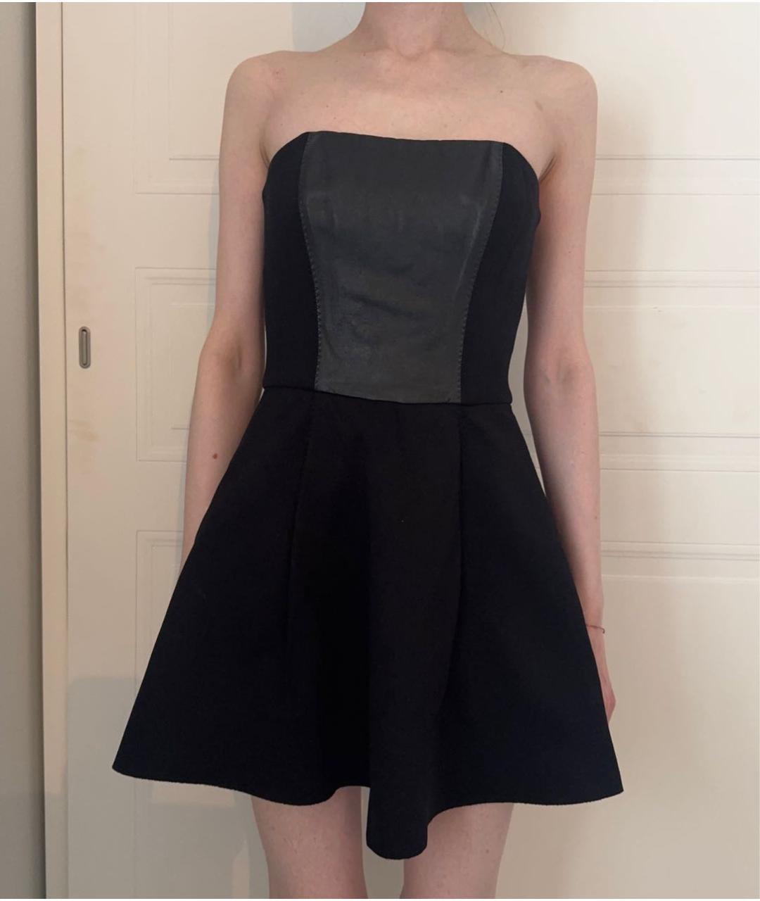 PINKO Черное кожаное коктейльное платье, фото 2