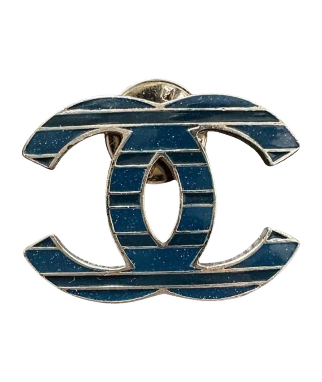 CHANEL Синяя металлическая булавка / брошь, фото 1