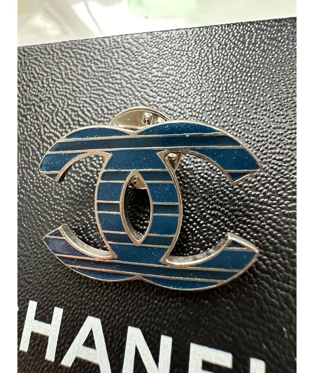 CHANEL Синяя металлическая булавка / брошь, фото 4