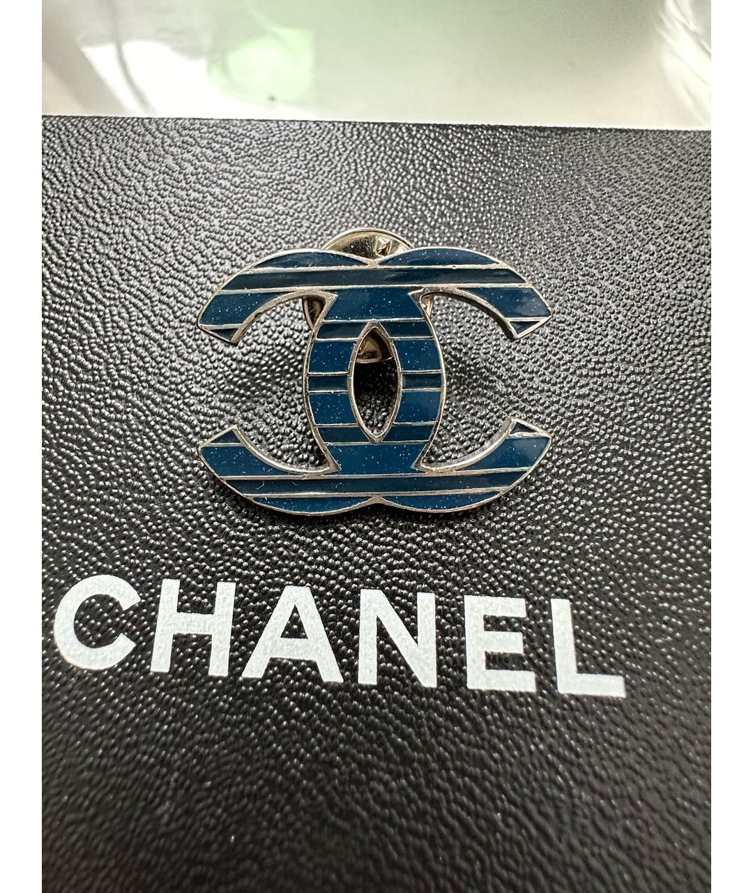CHANEL Синяя металлическая булавка / брошь, фото 9