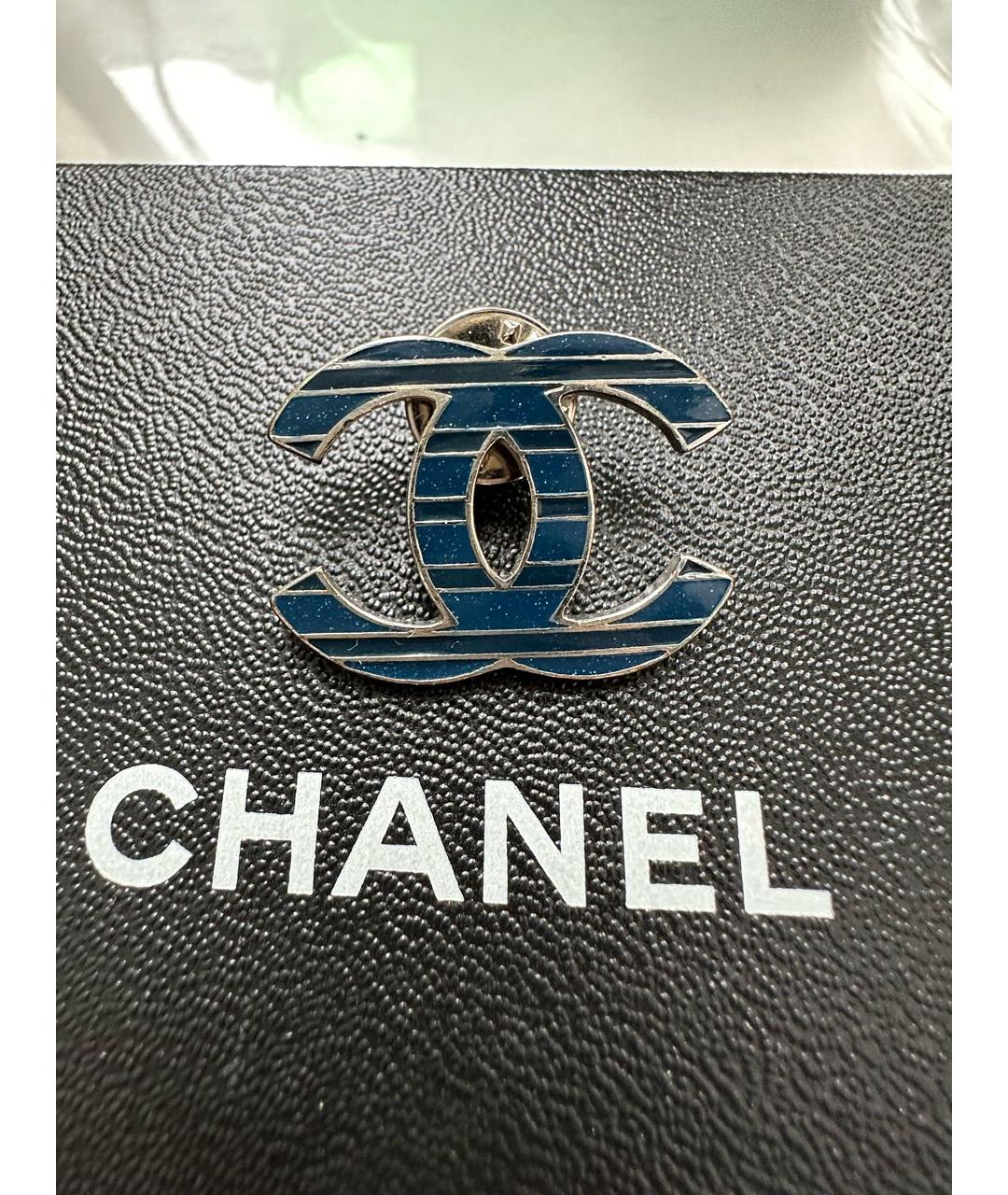 CHANEL Синяя металлическая булавка / брошь, фото 2