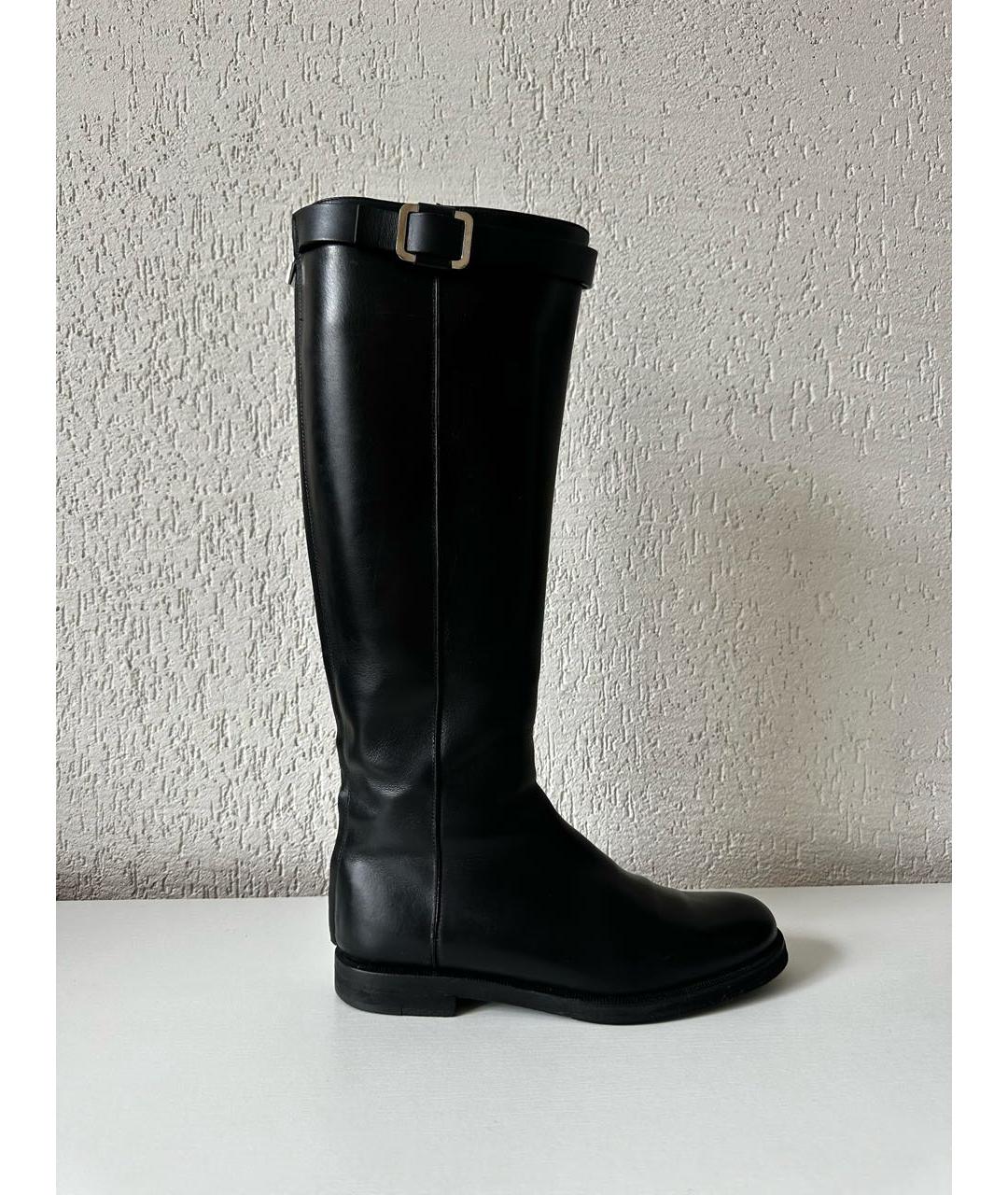 LORO PIANA Черные кожаные сапоги, фото 9