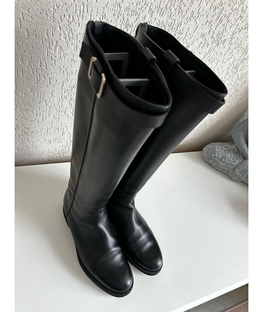 LORO PIANA Черные кожаные сапоги, фото 3