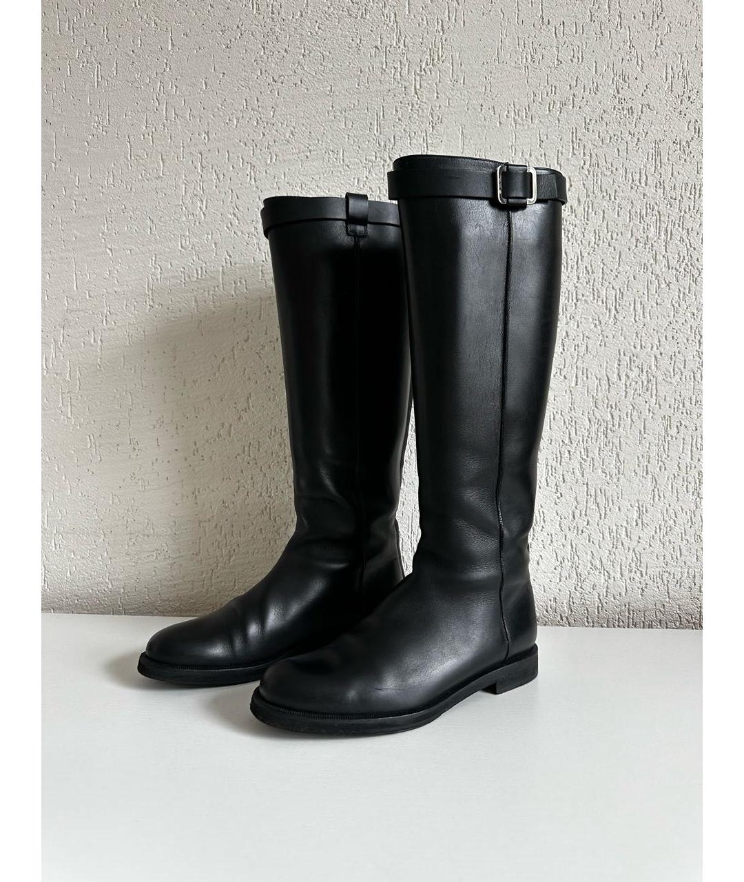 LORO PIANA Черные кожаные сапоги, фото 2