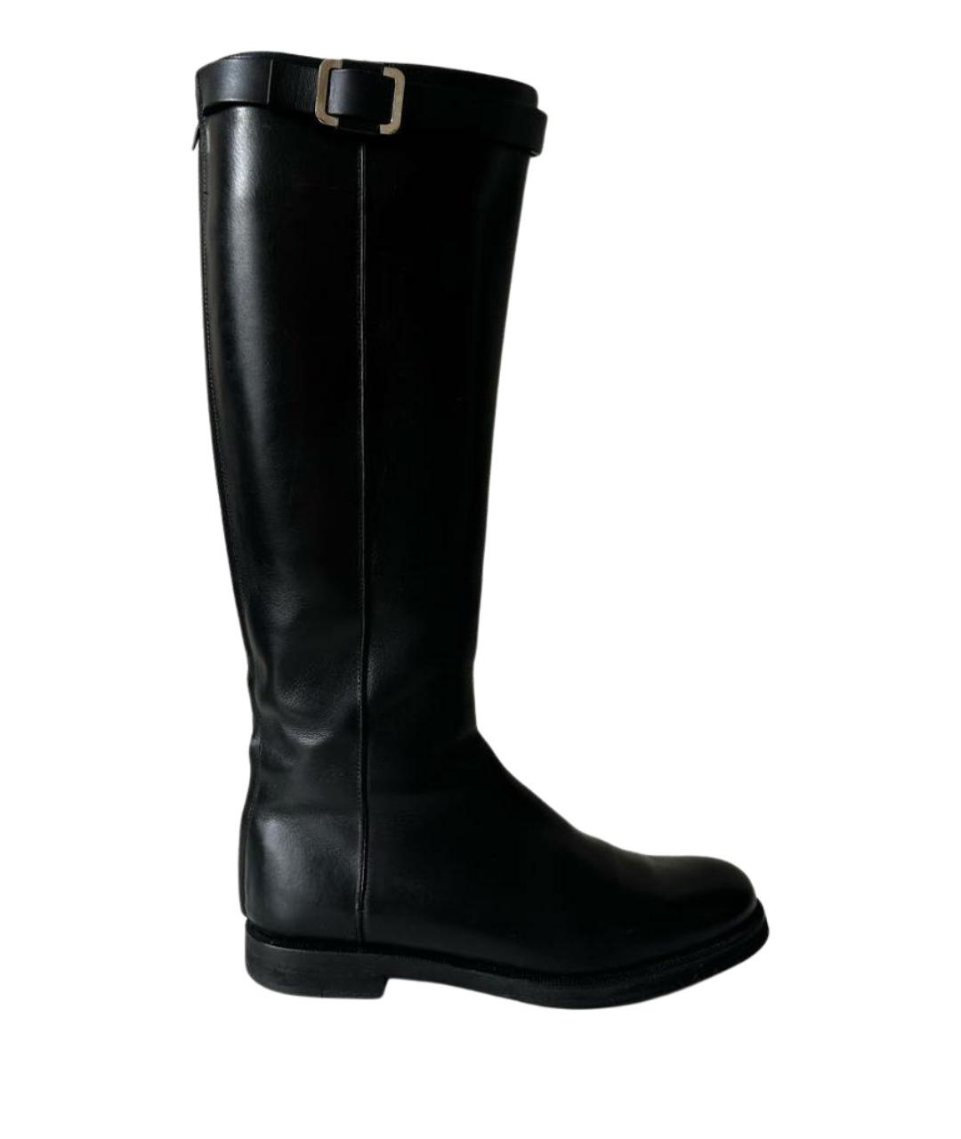 LORO PIANA Черные кожаные сапоги, фото 1