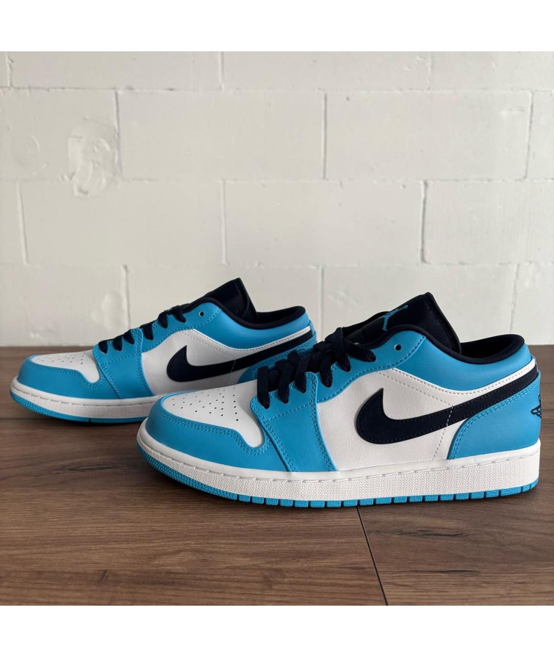 JORDAN Голубые кожаные низкие кроссовки / кеды, фото 5