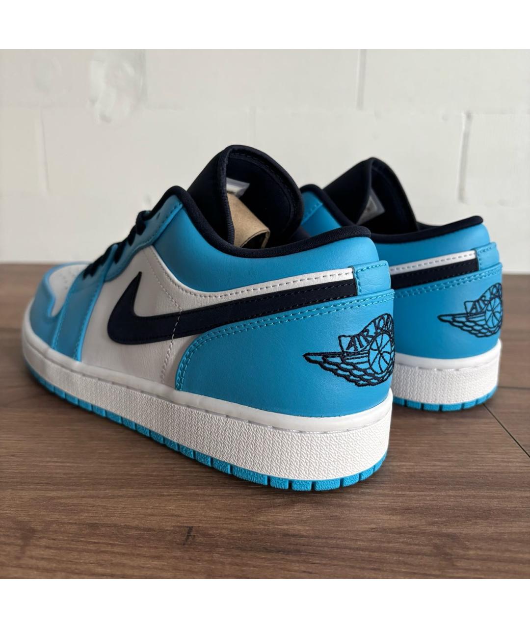 JORDAN Голубые кожаные низкие кроссовки / кеды, фото 4