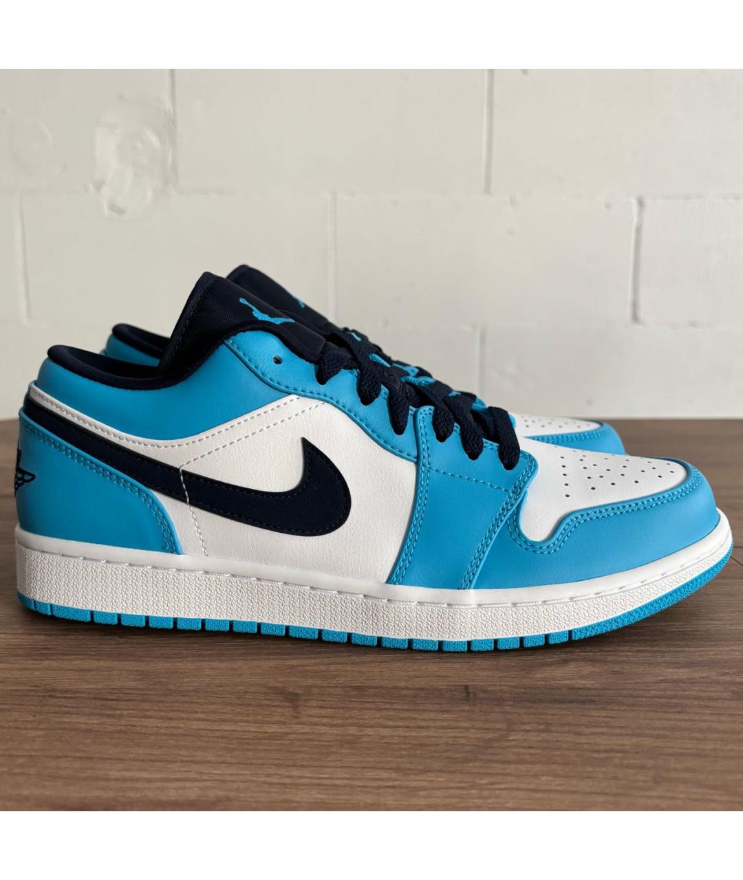 JORDAN Голубые кожаные низкие кроссовки / кеды, фото 6