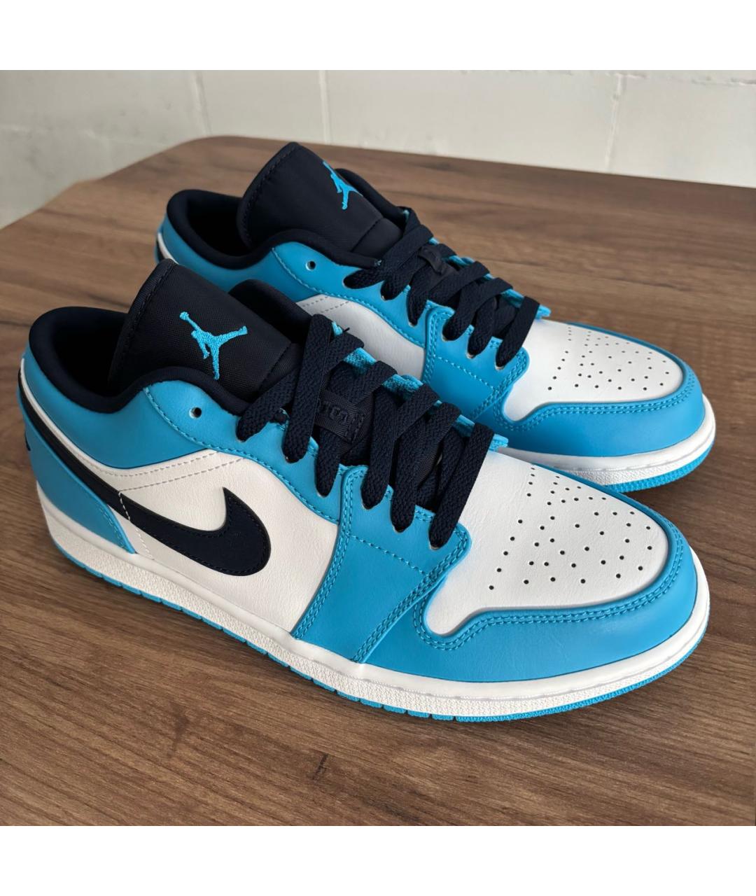 JORDAN Голубые кожаные низкие кроссовки / кеды, фото 2