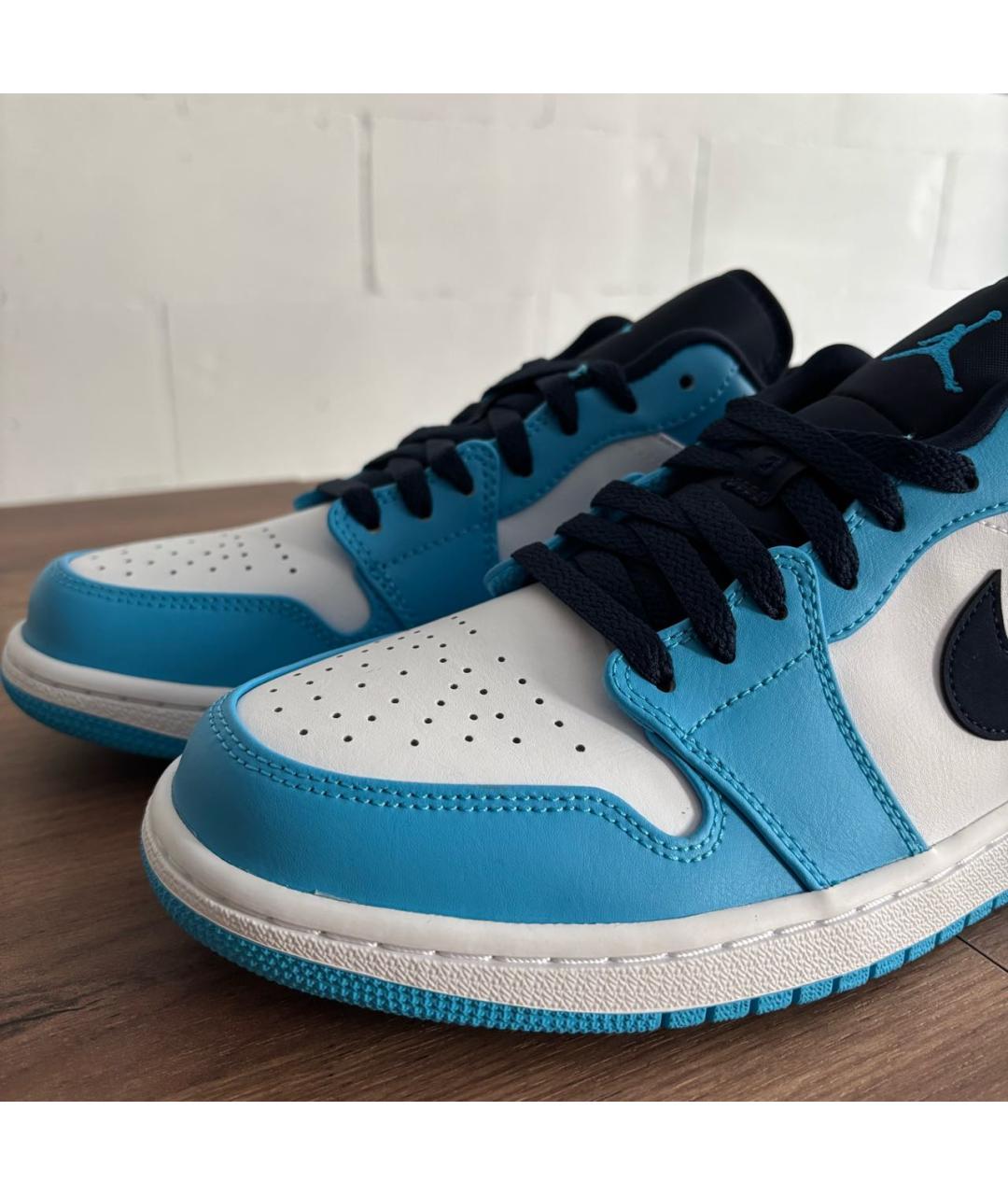 JORDAN Голубые кожаные низкие кроссовки / кеды, фото 3