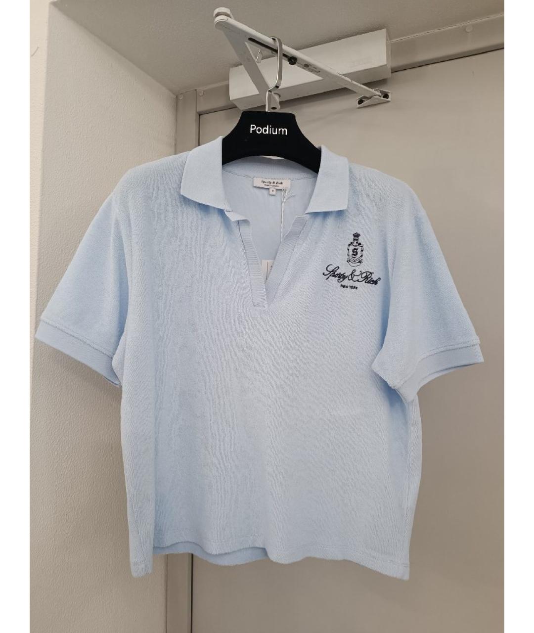SPORTY AND RICH Голубая хлопковая футболка, фото 9