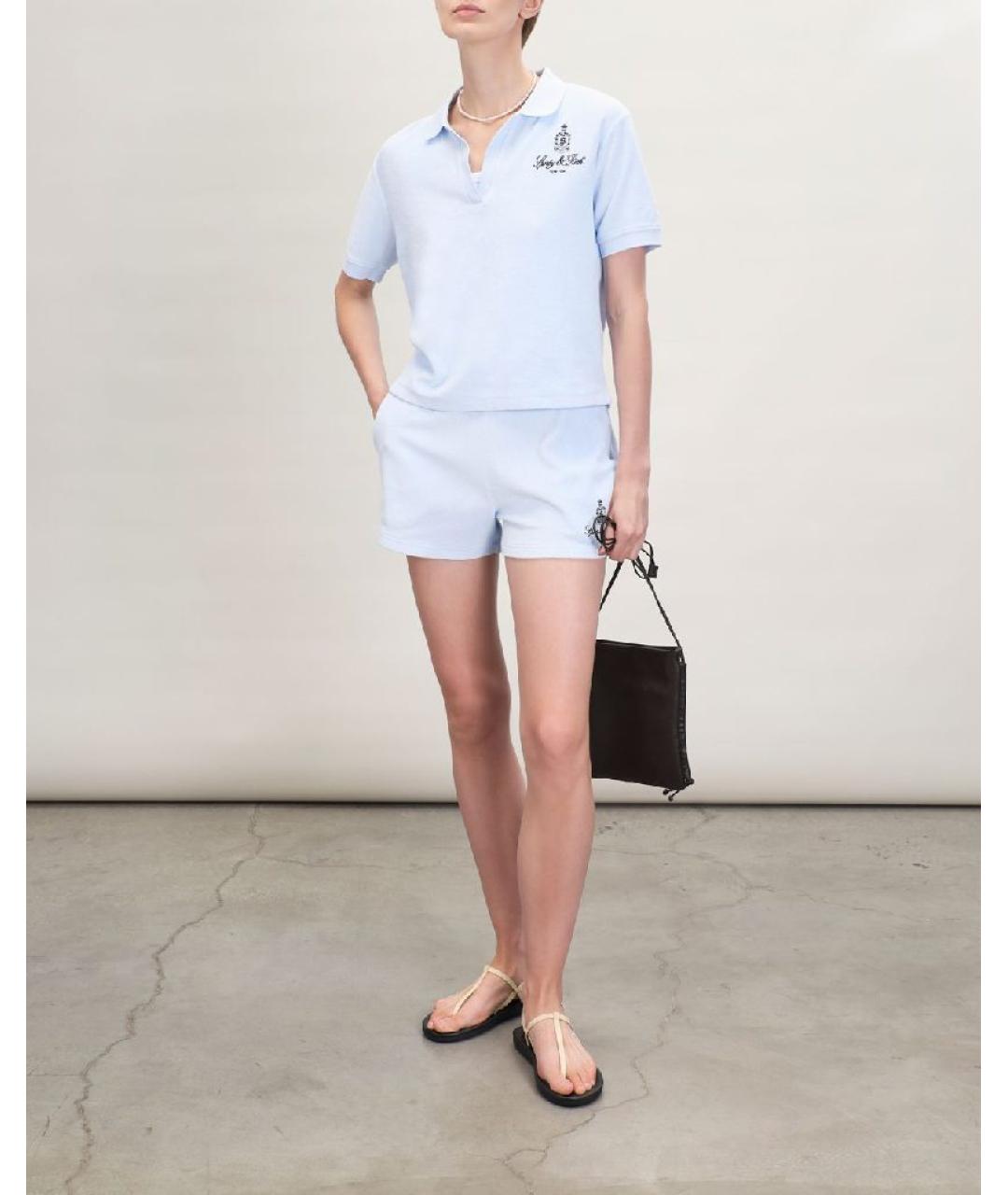 SPORTY AND RICH Голубая хлопковая футболка, фото 7