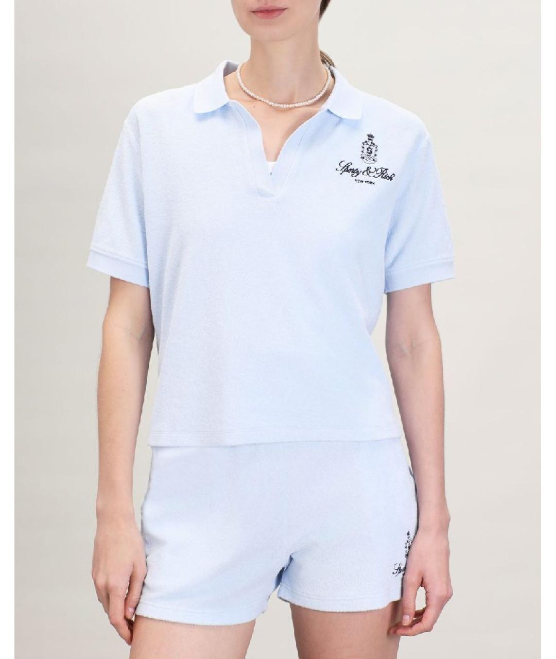 SPORTY AND RICH Голубая хлопковая футболка, фото 6