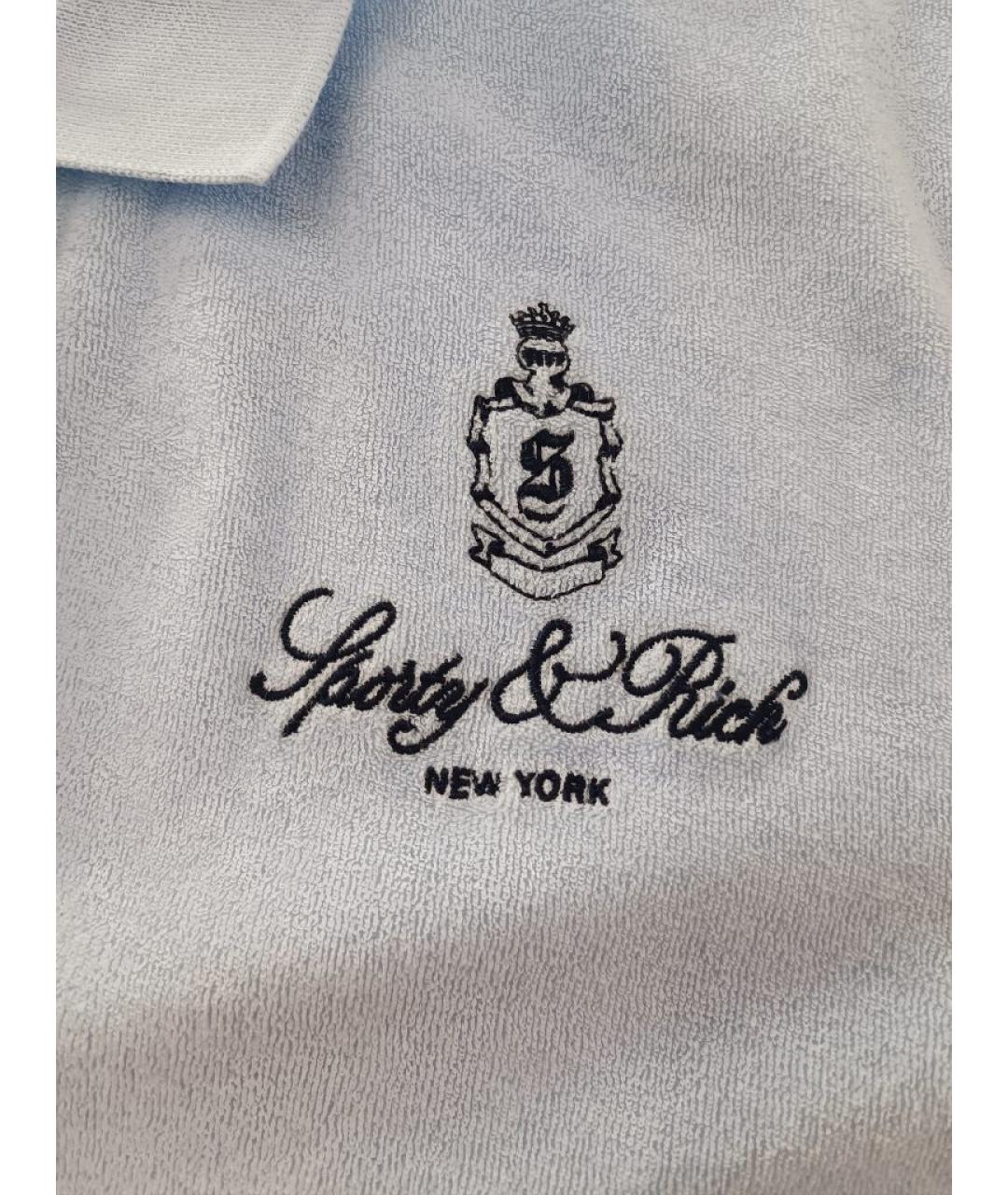 SPORTY AND RICH Голубая хлопковая футболка, фото 4