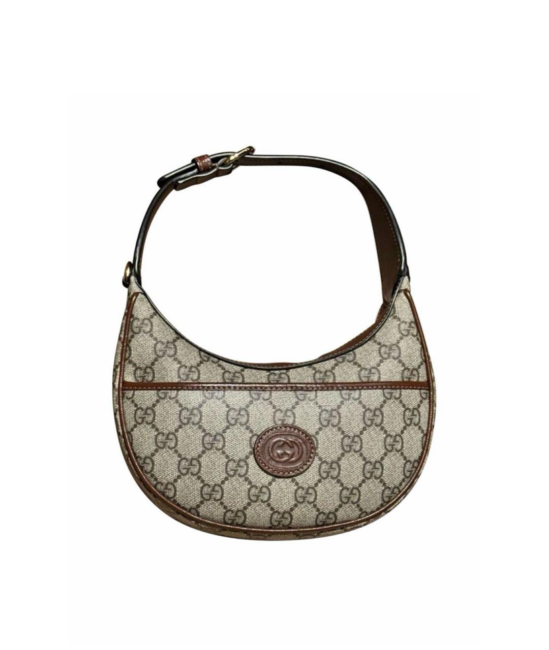 GUCCI Бежевая кожаная сумка с короткими ручками, фото 6