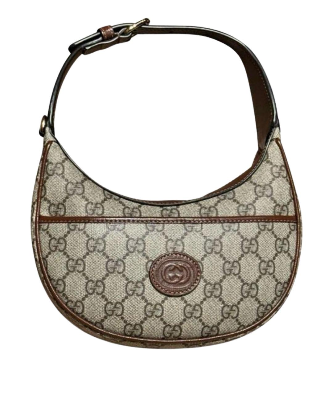 GUCCI Бежевая кожаная сумка с короткими ручками, фото 1