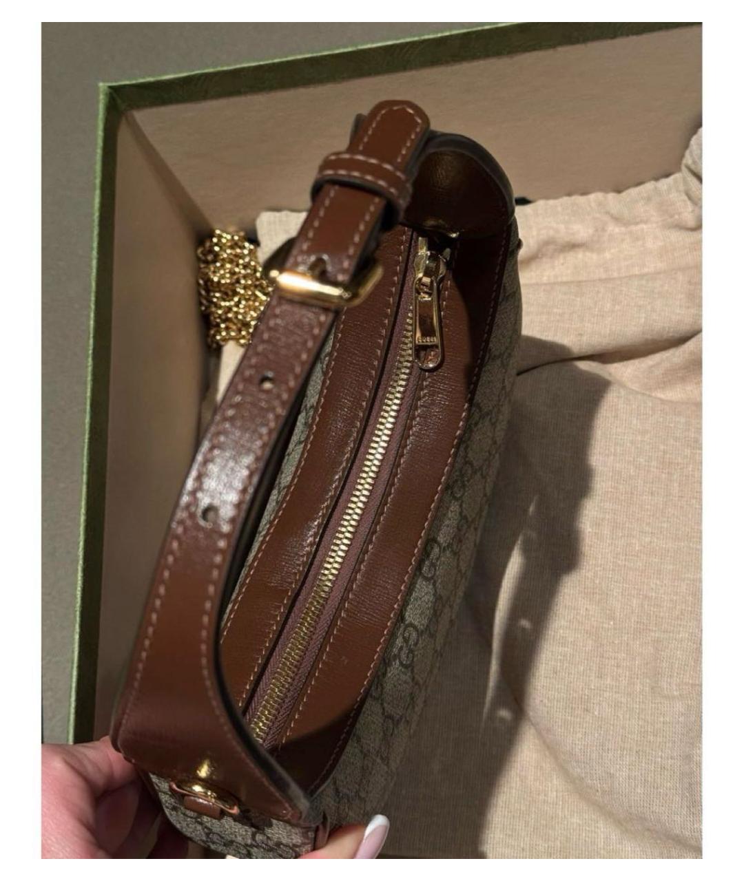 GUCCI Бежевая кожаная сумка с короткими ручками, фото 4