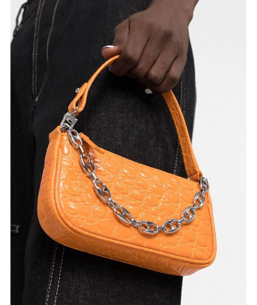 BY FAR Оранжевая кожаная сумка с короткими ручками, фото 4