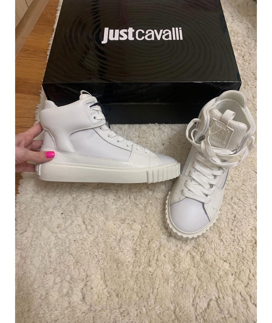 JUST CAVALLI Белые кожаные кроссовки, фото 3