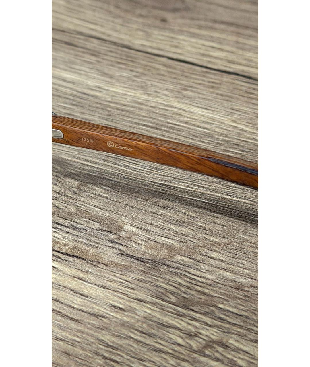 CARTIER Коричневые деревянные солнцезащитные очки, фото 5