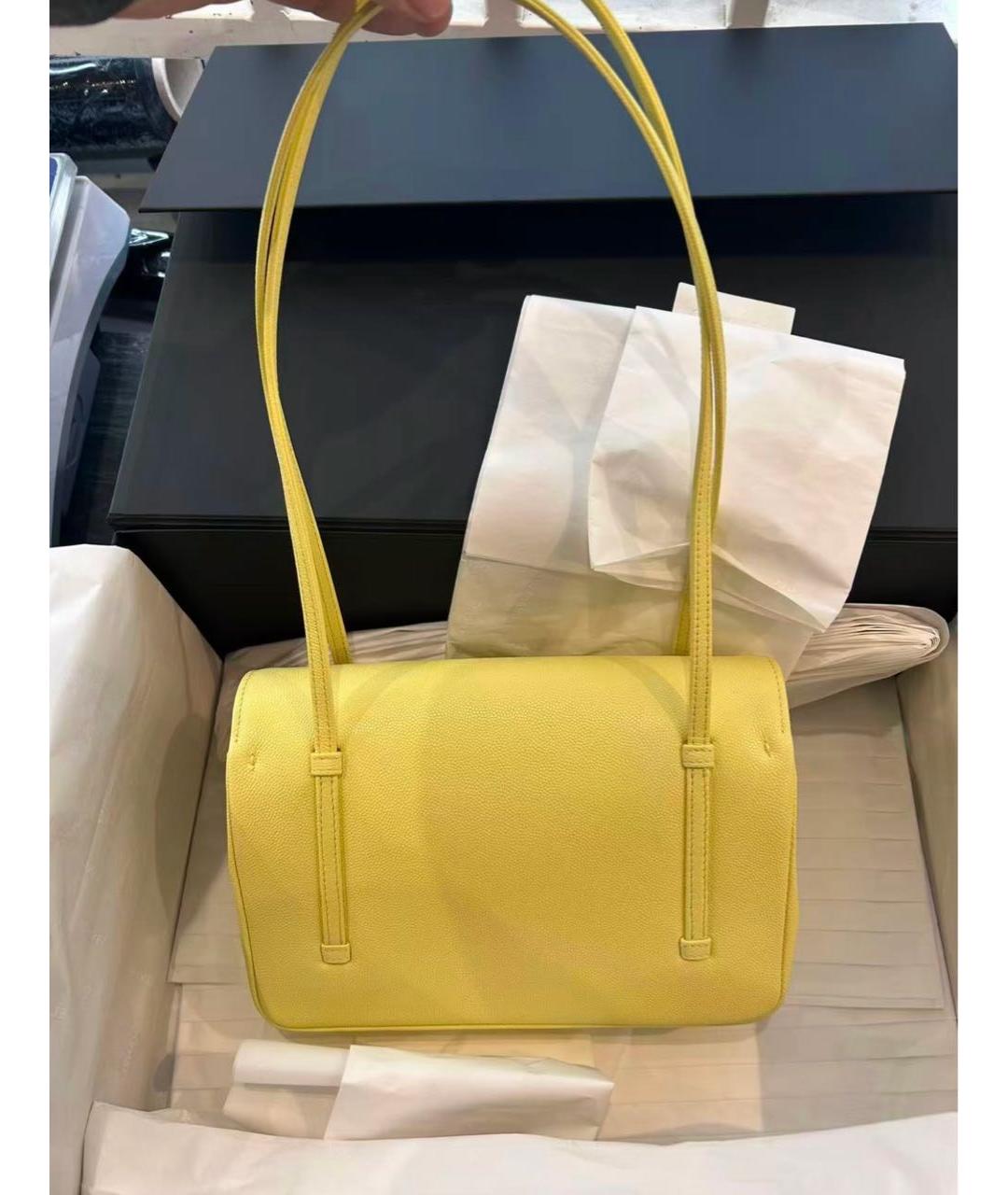 CHANEL Желтая кожаная сумка с короткими ручками, фото 2