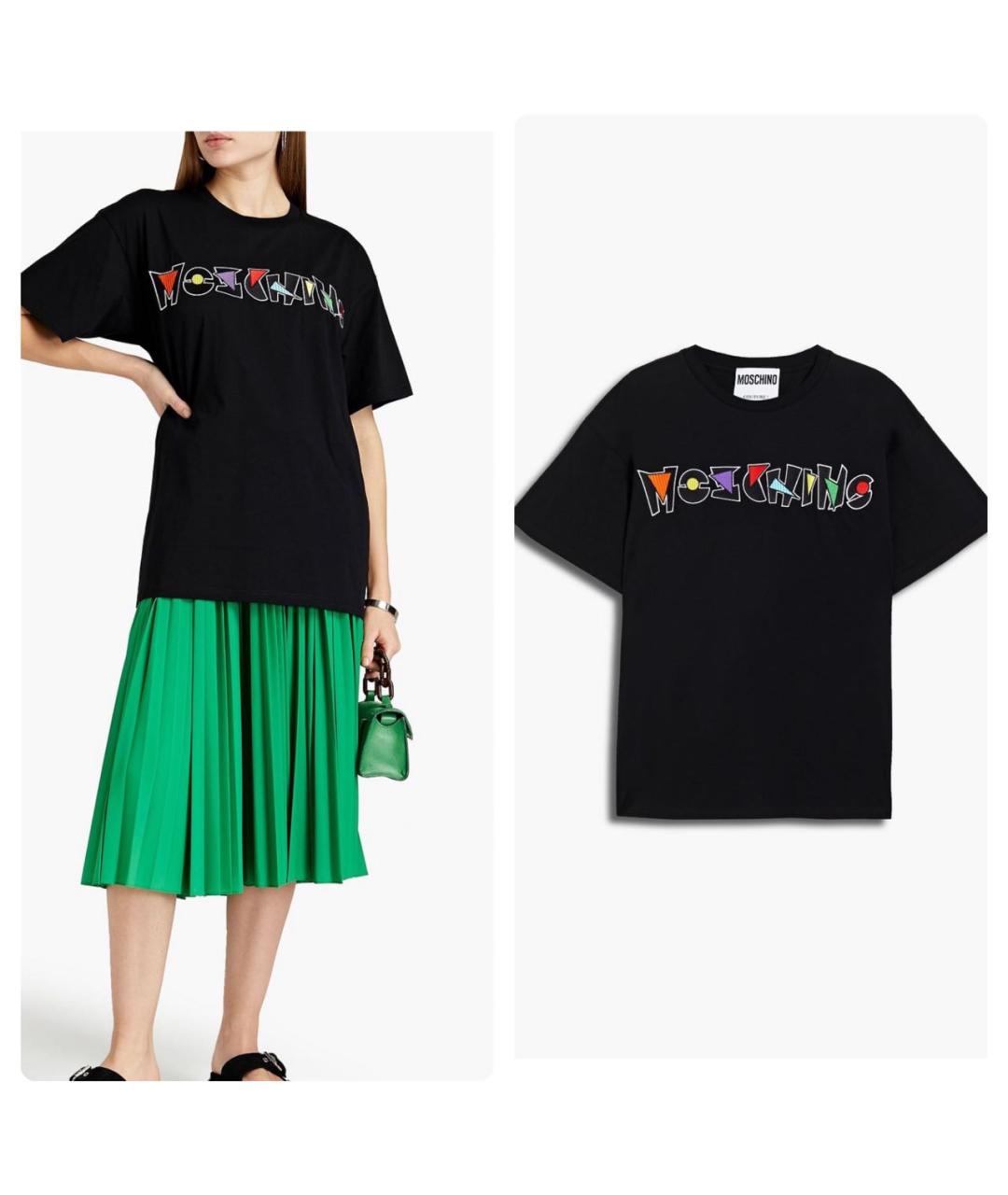 MOSCHINO Черная хлопковая футболка, фото 4