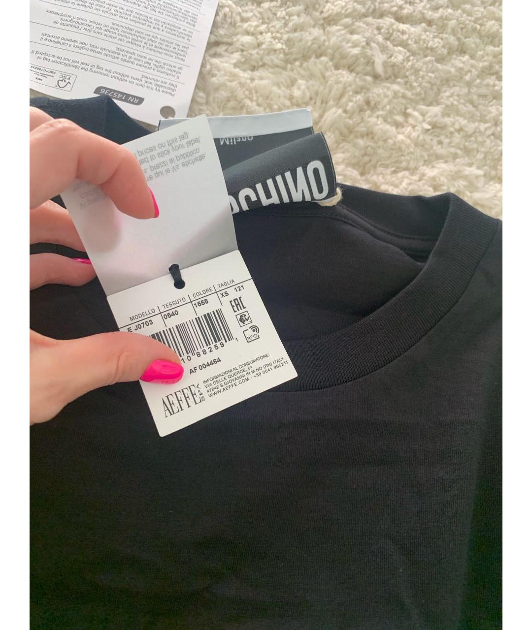 MOSCHINO Черная хлопковая футболка, фото 3