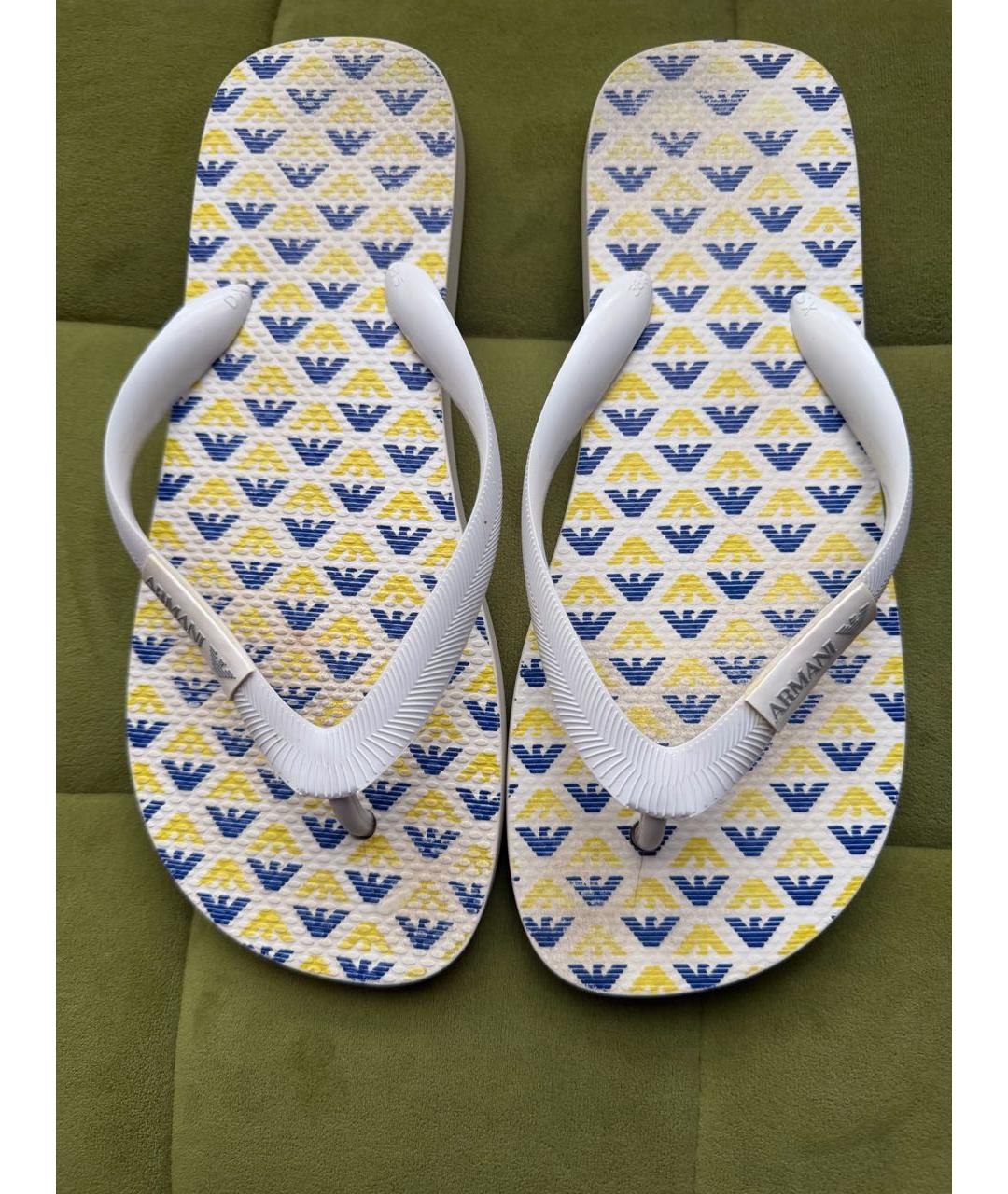 EMPORIO ARMANI Белые резиновые шлепанцы, фото 2