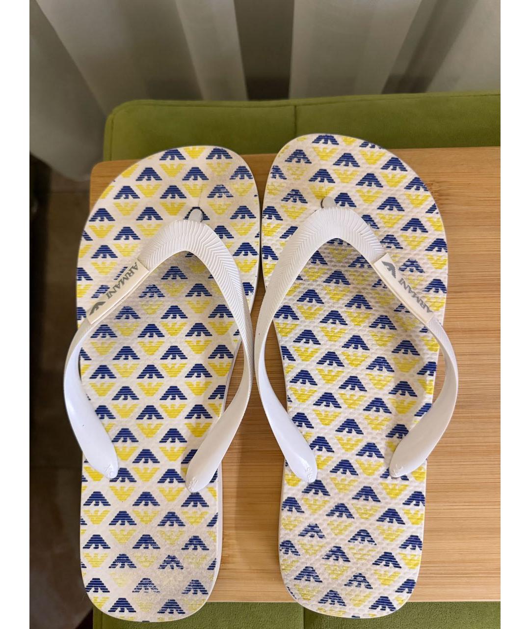 EMPORIO ARMANI Белые резиновые шлепанцы, фото 5