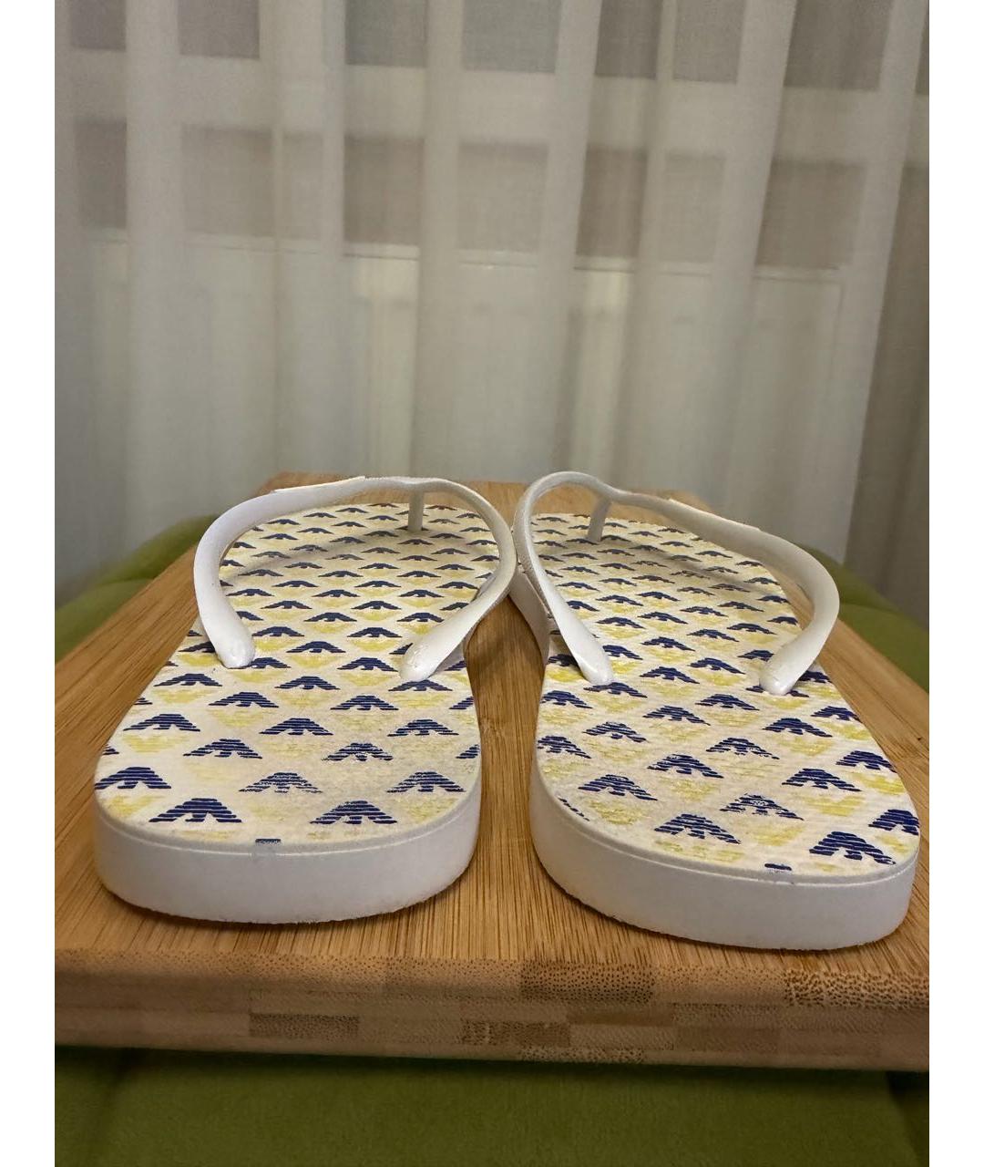 EMPORIO ARMANI Белые резиновые шлепанцы, фото 6