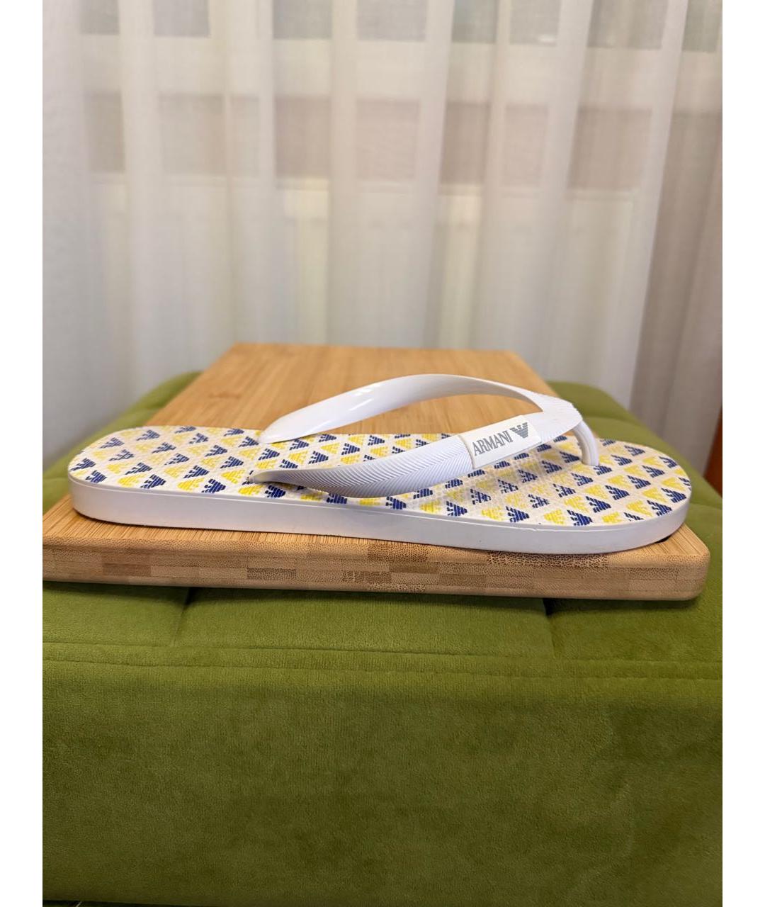EMPORIO ARMANI Белые резиновые шлепанцы, фото 9
