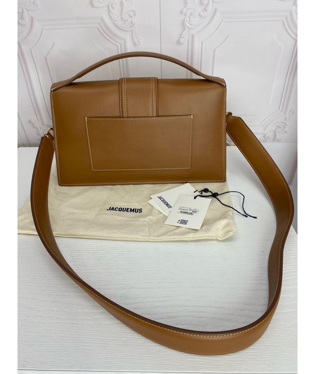 JACQUEMUS Бежевая кожаная сумка через плечо, фото 3