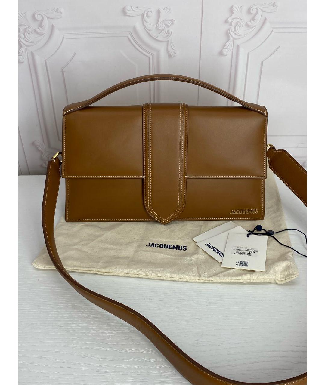JACQUEMUS Бежевая кожаная сумка через плечо, фото 2