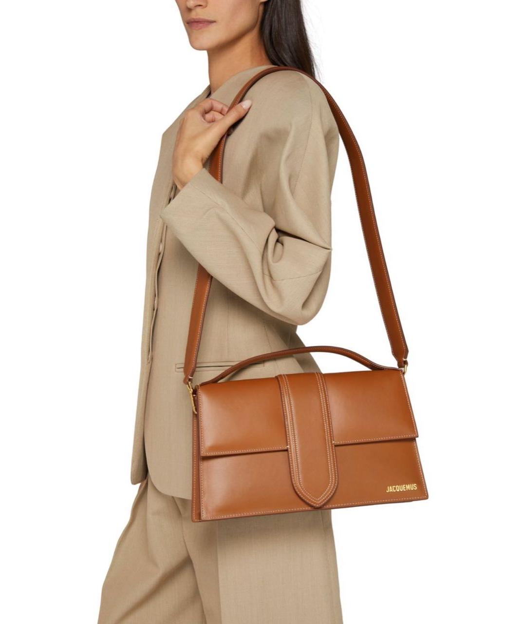 JACQUEMUS Бежевая кожаная сумка через плечо, фото 8